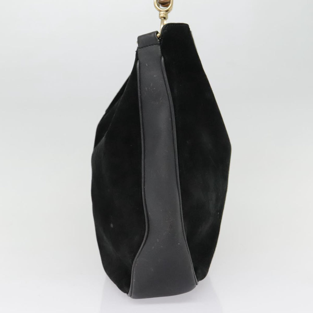 GUCCI Bamboo Shoulder Bag Leather 2way Black Gold 1 1577 2615 ti2025
