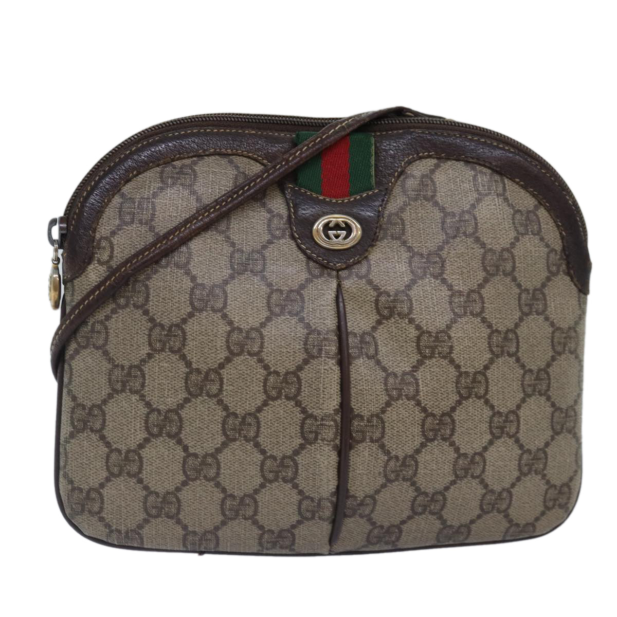 GUCCI GG Supreme Web Sherry Line Shoulder Bag PVC Beige 904 02 047 ti2026