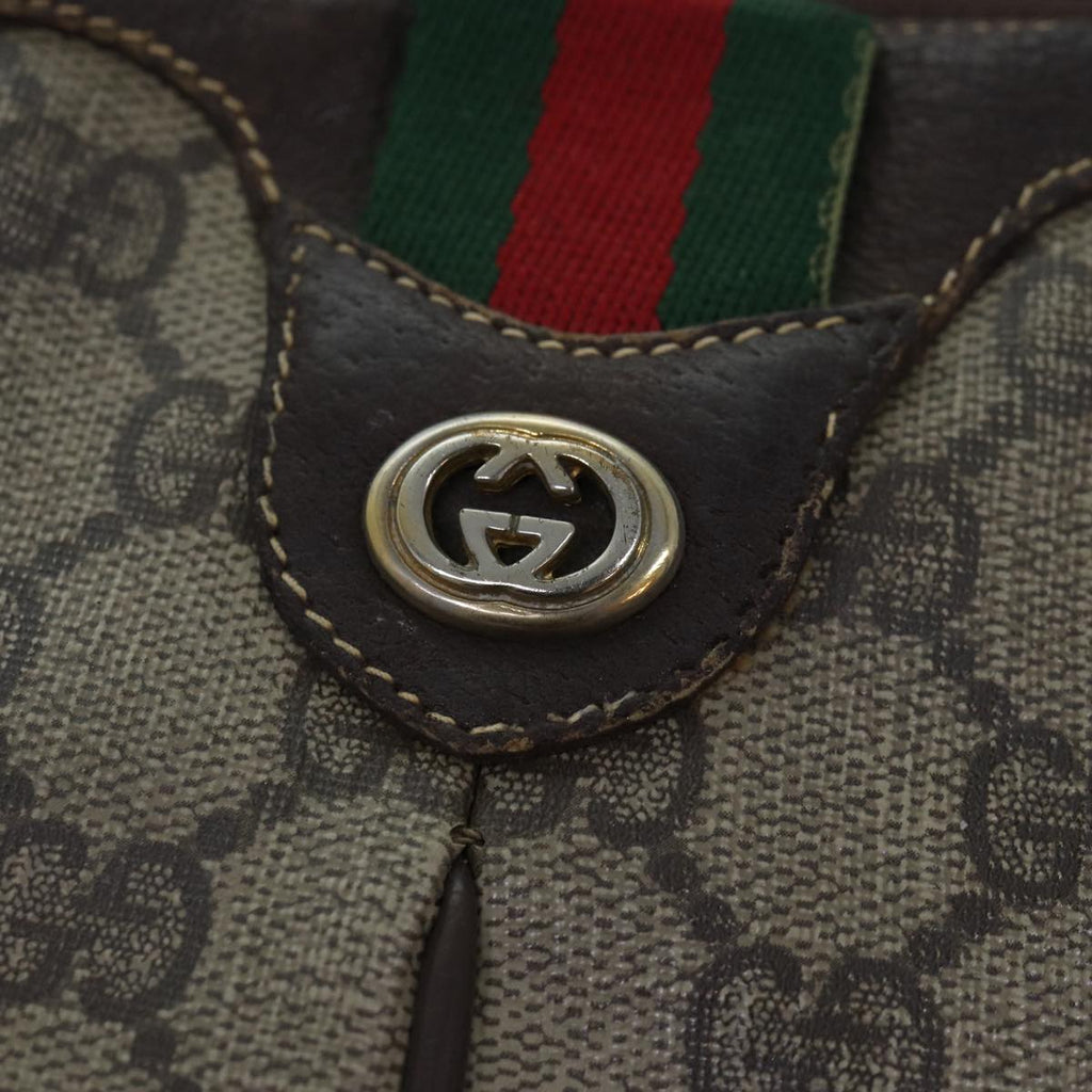 GUCCI GG Supreme Web Sherry Line Shoulder Bag PVC Beige 904 02 047 ti2026