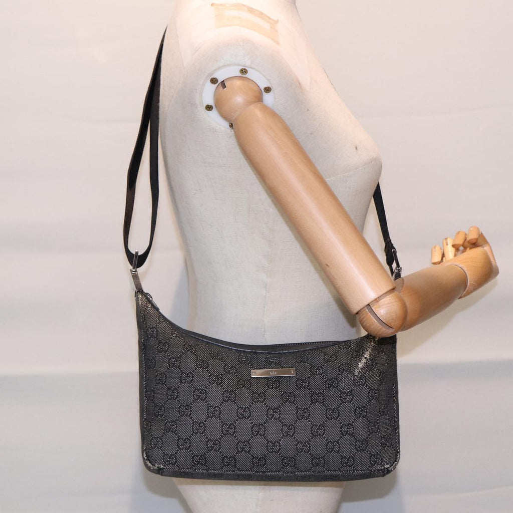 GUCCI GG Canvas Shoulder Bag Gray Silver 35098 ti2032