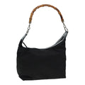 GUCCI Bamboo Shoulder Bag Nylon Black Silver 000 1998 0531 ti2037