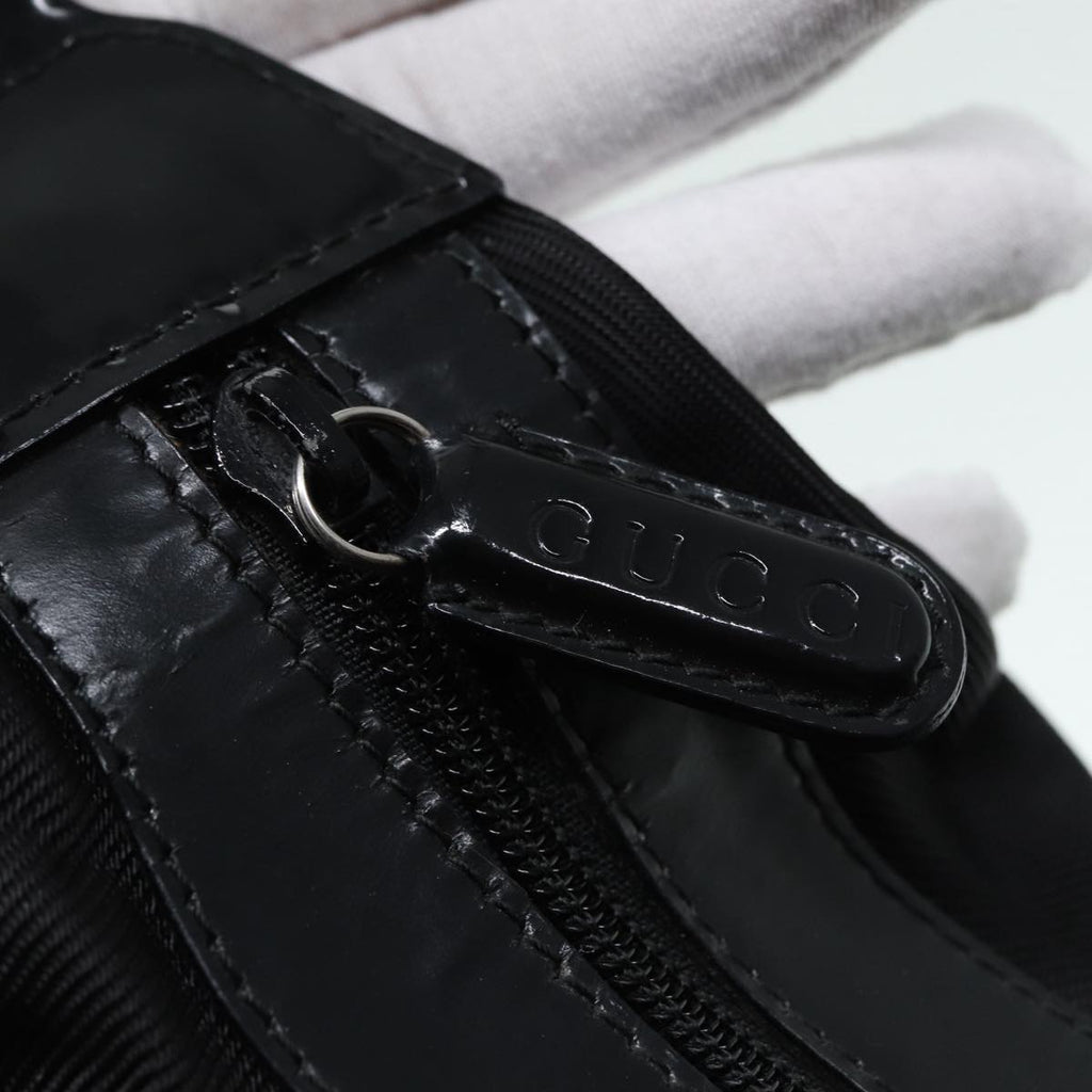GUCCI Bamboo Shoulder Bag Nylon Black Silver 000 1998 0531 ti2037