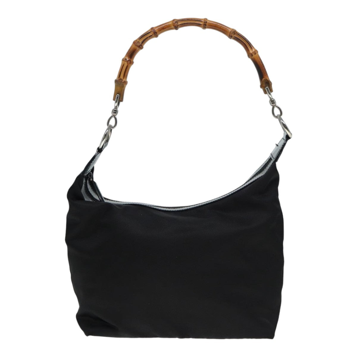 GUCCI Bamboo Shoulder Bag Nylon Black Silver 000 1998 0531 ti2037
