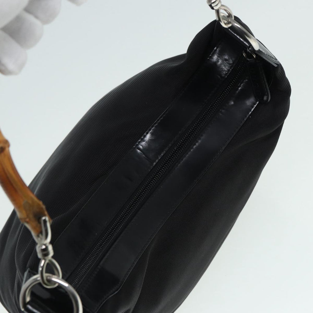 GUCCI Bamboo Shoulder Bag Nylon Black Silver 000 1998 0531 ti2037