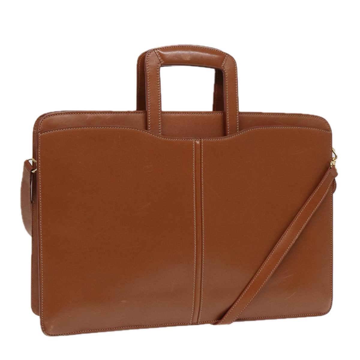 GUCCI Hand Bag Leather 2way Brown Gold ti2042