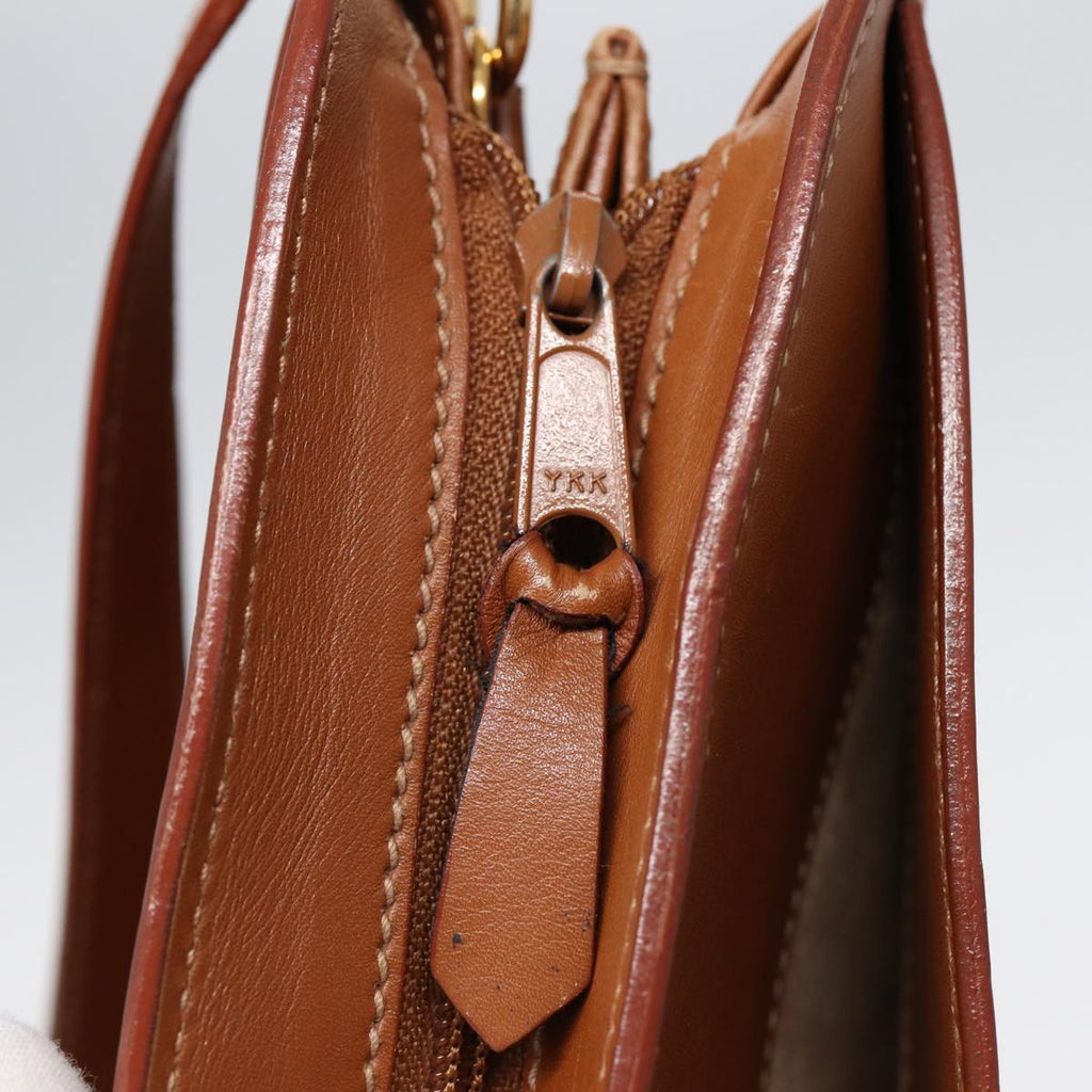 GUCCI Hand Bag Leather 2way Brown Gold ti2042