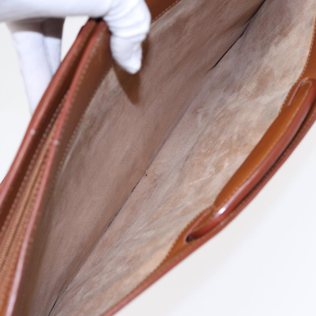 GUCCI Hand Bag Leather 2way Brown Gold ti2042