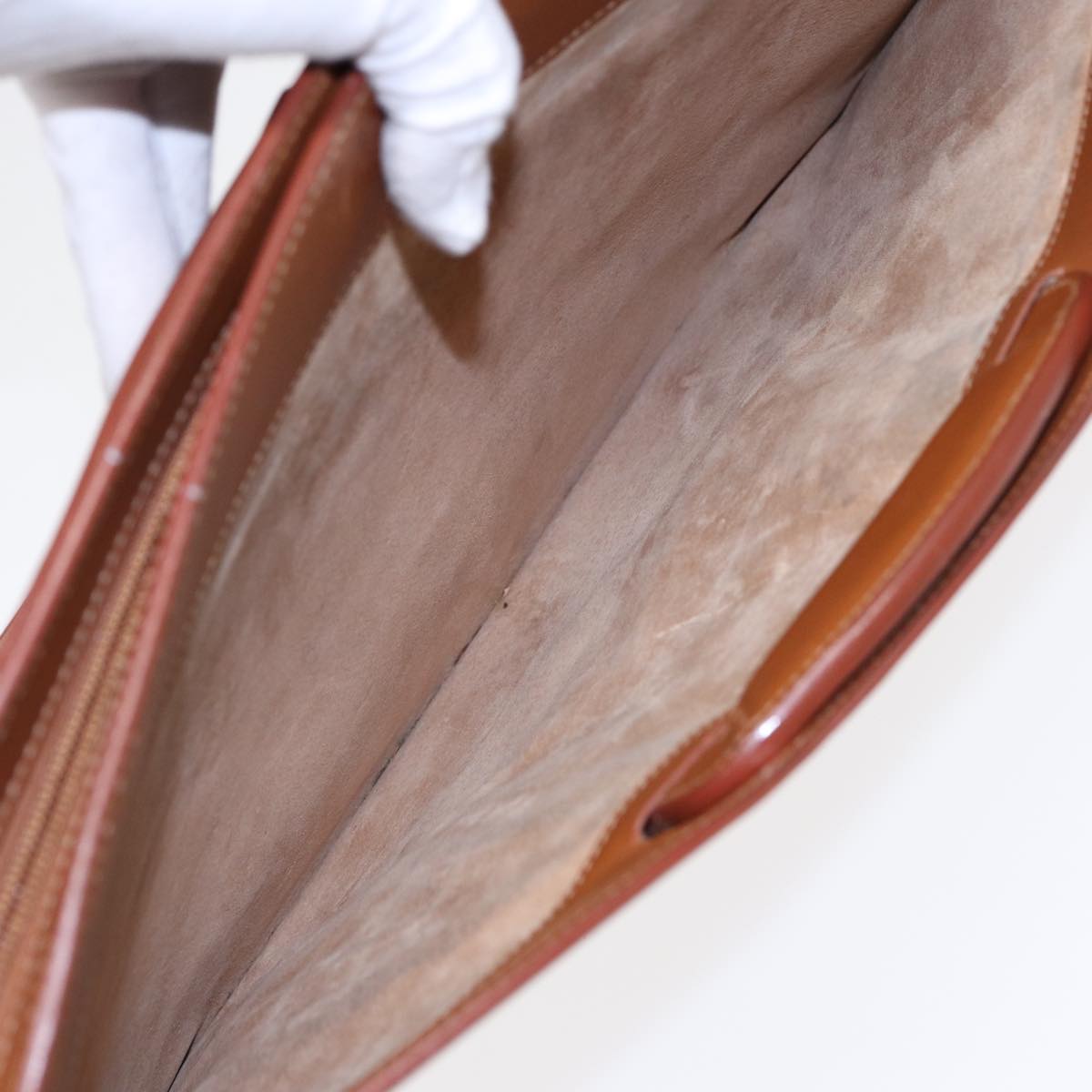 GUCCI Hand Bag Leather 2way Brown Gold ti2042
