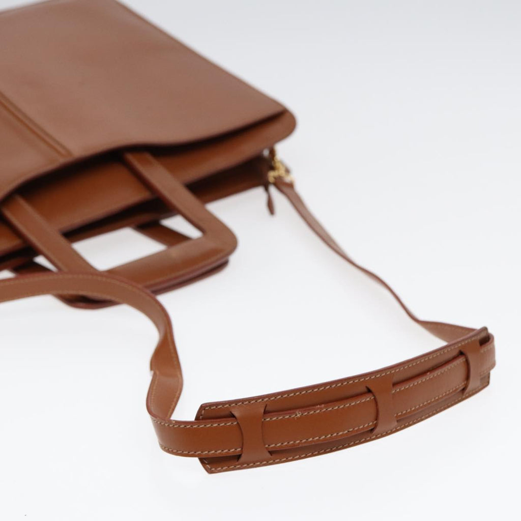 GUCCI Hand Bag Leather 2way Brown Gold ti2042
