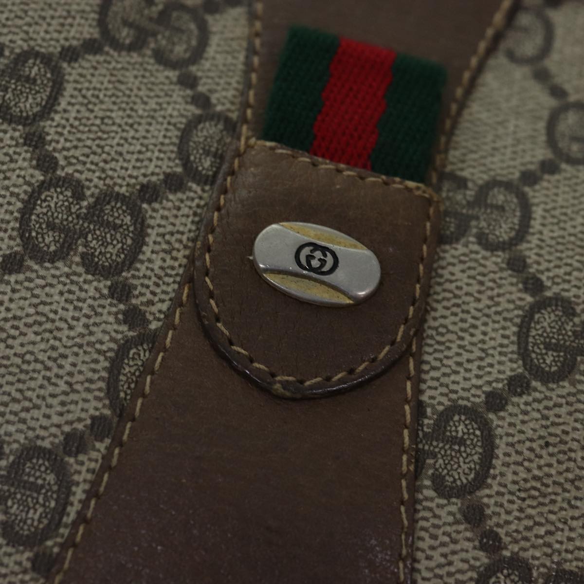 GUCCI GG Supreme Web Sherry Line Clutch Bag PVC Beige Red 89 01 034 ti2044