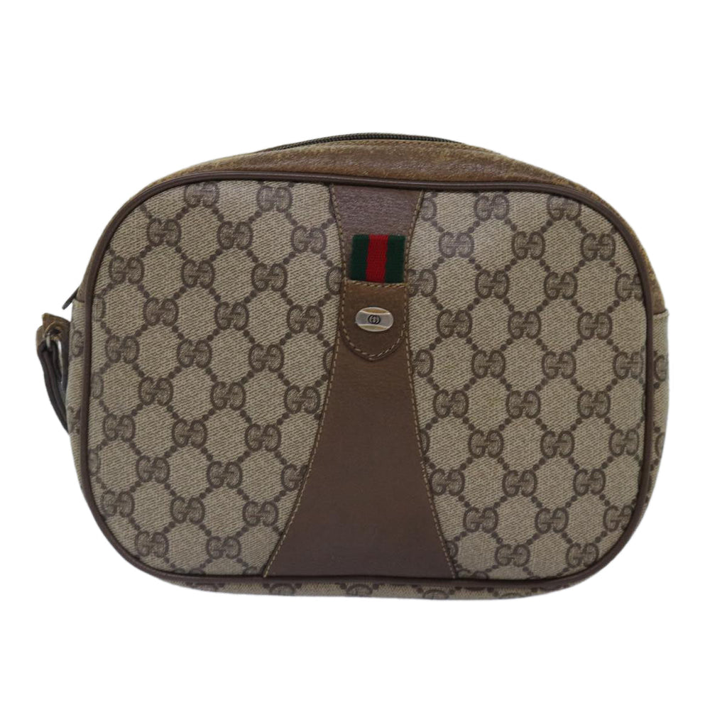 GUCCI GG Supreme Web Sherry Line Clutch Bag PVC Beige Red 89 01 034 ti2044