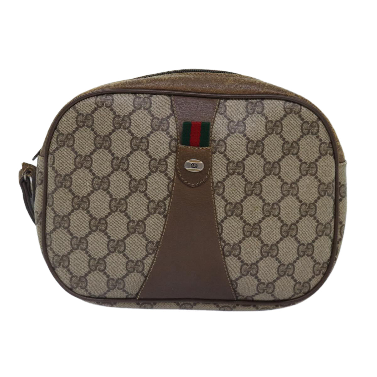 GUCCI GG Supreme Web Sherry Line Clutch Bag PVC Beige Red 89 01 034 ti2044