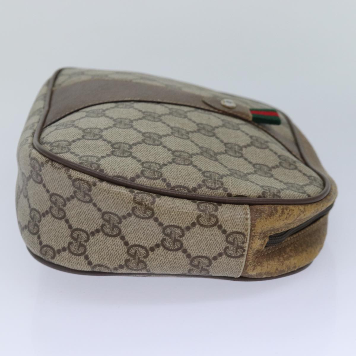 GUCCI GG Supreme Web Sherry Line Clutch Bag PVC Beige Red 89 01 034 ti2044
