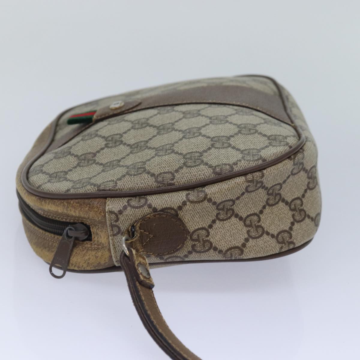 GUCCI GG Supreme Web Sherry Line Clutch Bag PVC Beige Red 89 01 034 ti2044