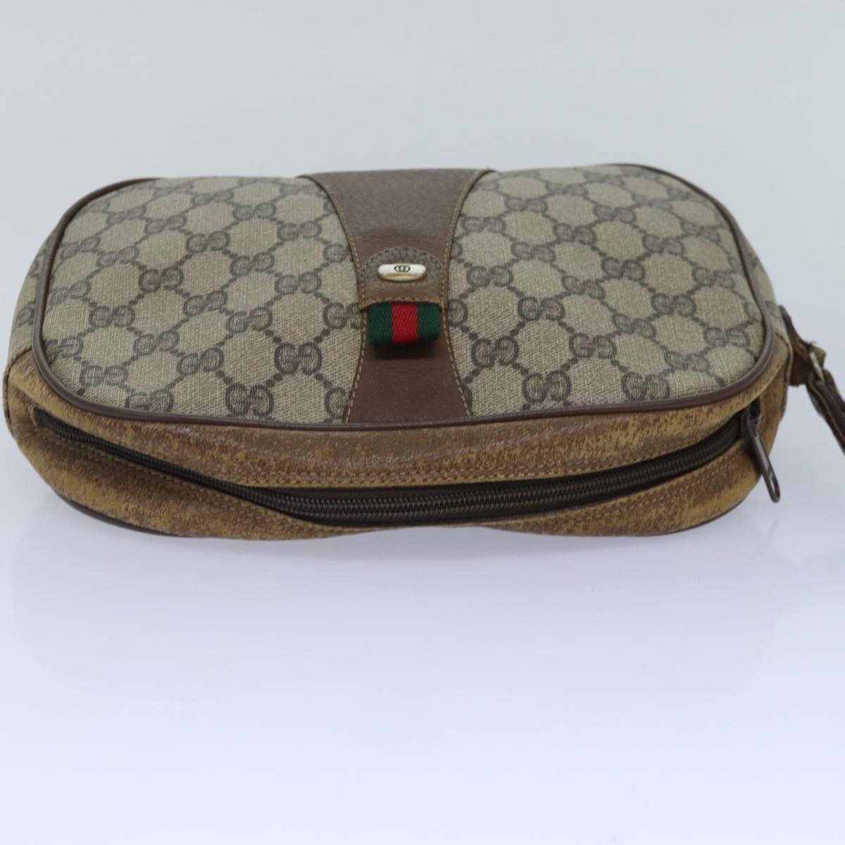 GUCCI GG Supreme Web Sherry Line Clutch Bag PVC Beige Red 89 01 034 ti2044