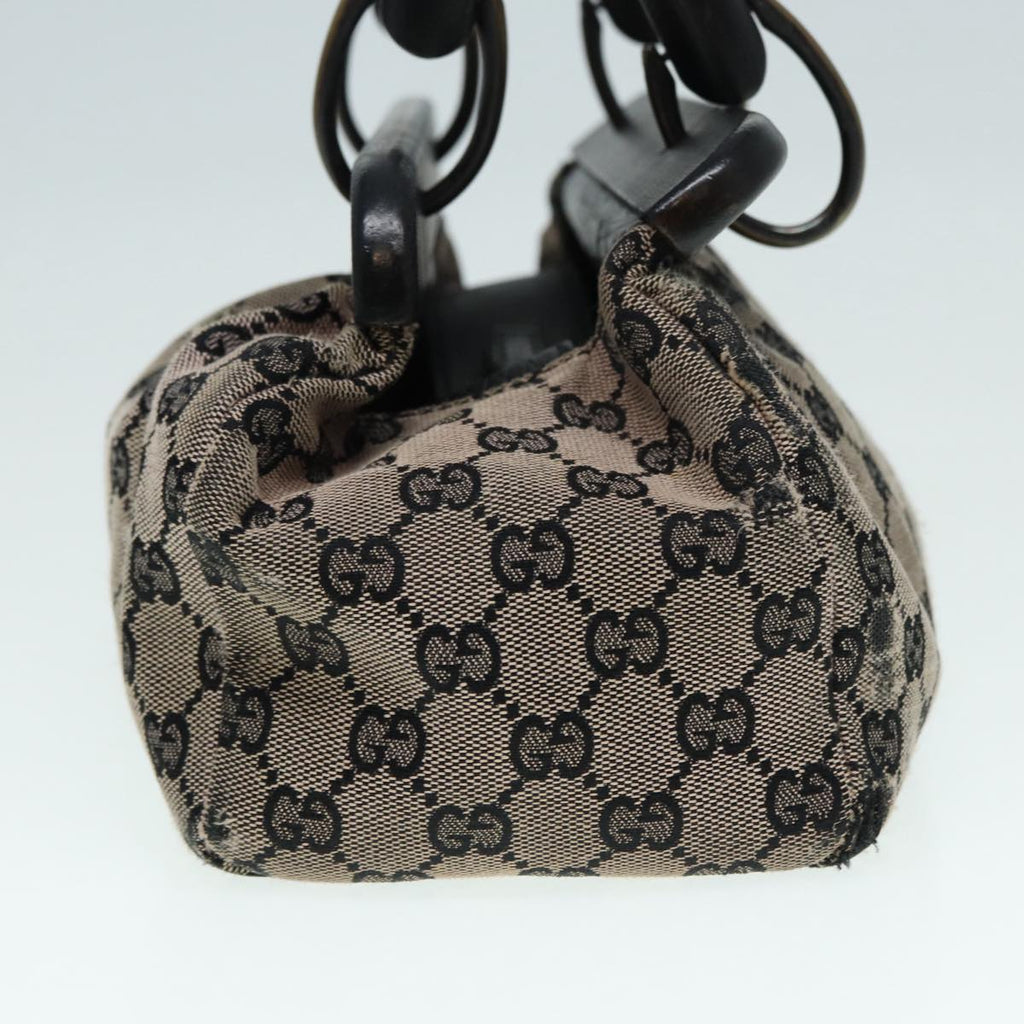 GUCCI GG Canvas Wood Hand Bag Beige 112683 ti2049