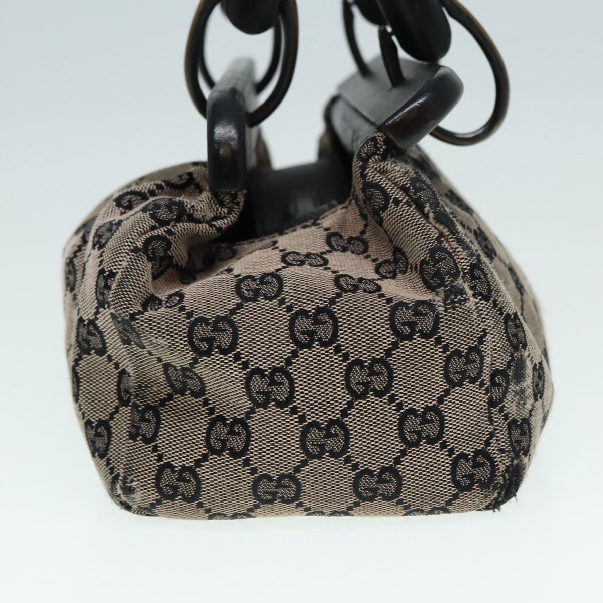GUCCI GG Canvas Wood Hand Bag Beige 112683 ti2049