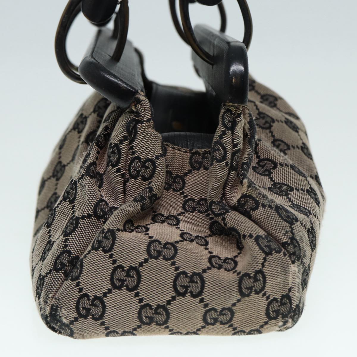 GUCCI GG Canvas Wood Hand Bag Beige 112683 ti2049