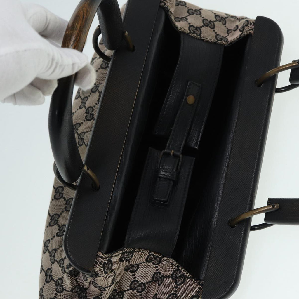 GUCCI GG Canvas Wood Hand Bag Beige 112683 ti2049