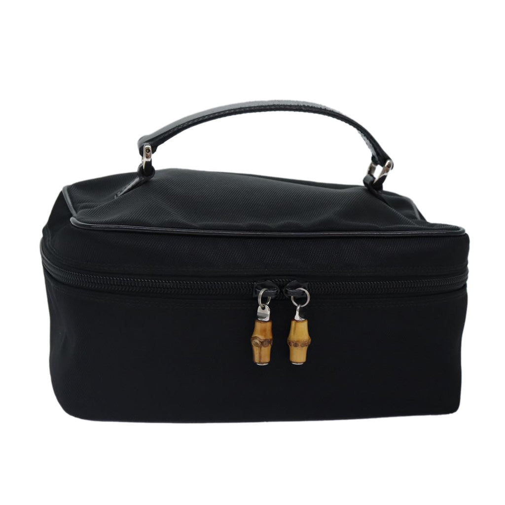 GUCCI Vanity Bamboo Pouch Nylon Black Silver 032 1956 0150 ti2061
