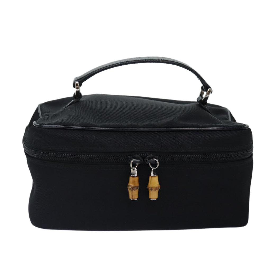 GUCCI Vanity Bamboo Pouch Nylon Black Silver 032 1956 0150 ti2061