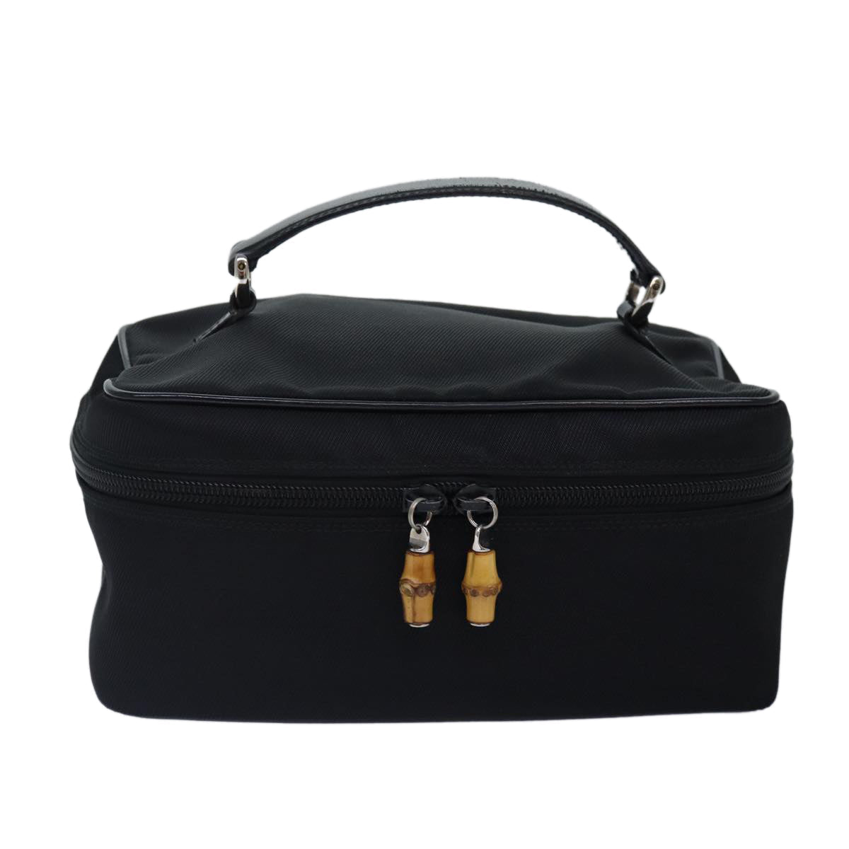 GUCCI Vanity Bamboo Pouch Nylon Black Silver 032 1956 0150 ti2061