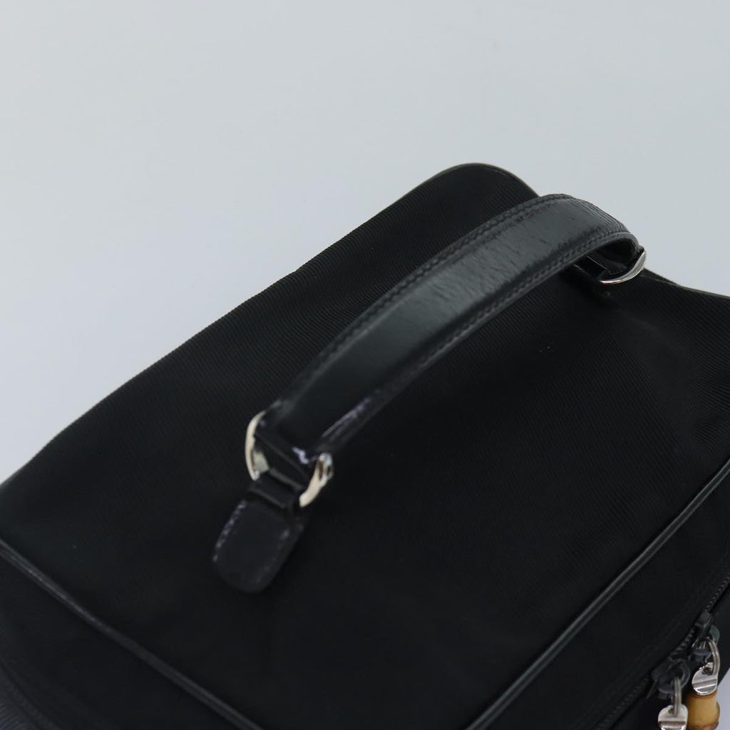 GUCCI Vanity Bamboo Pouch Nylon Black Silver 032 1956 0150 ti2061
