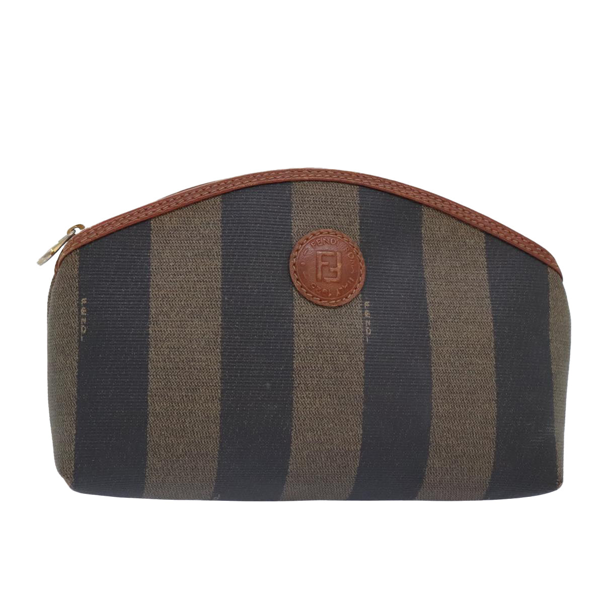 FENDI Pecan Canvas Pouch Black Brown gold ti2082