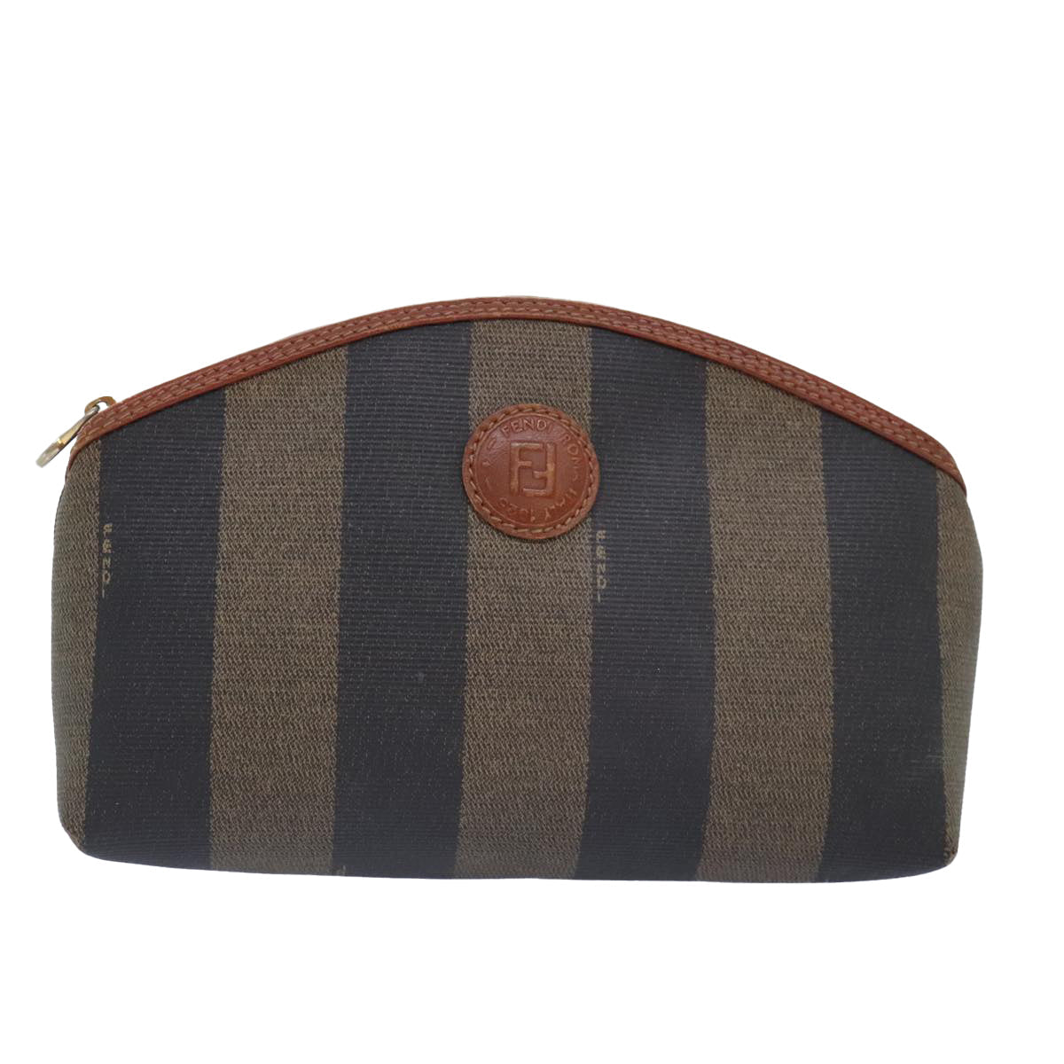 FENDI Pecan Canvas Pouch Black Brown gold ti2082