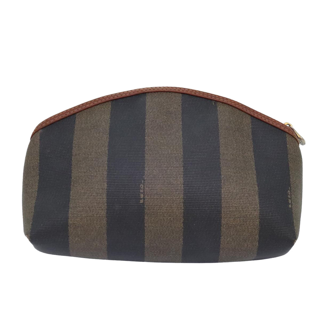 FENDI Pecan Canvas Pouch Black Brown gold ti2082
