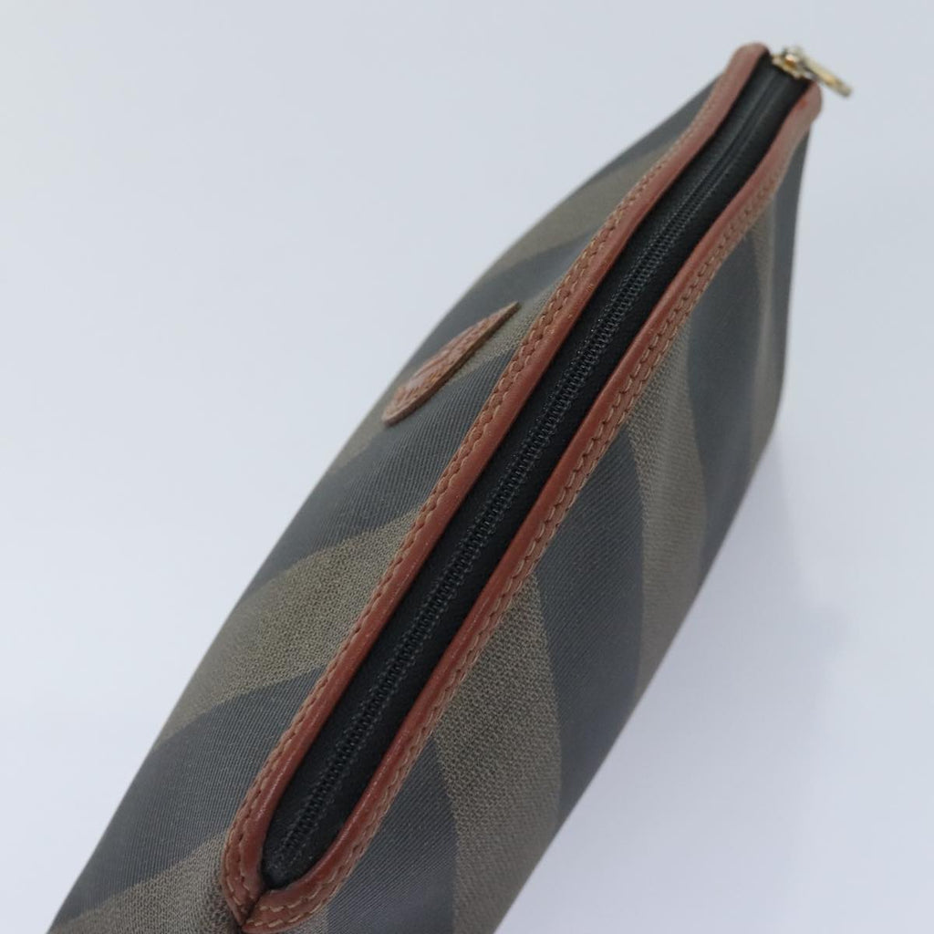FENDI Pecan Canvas Pouch Black Brown gold ti2082