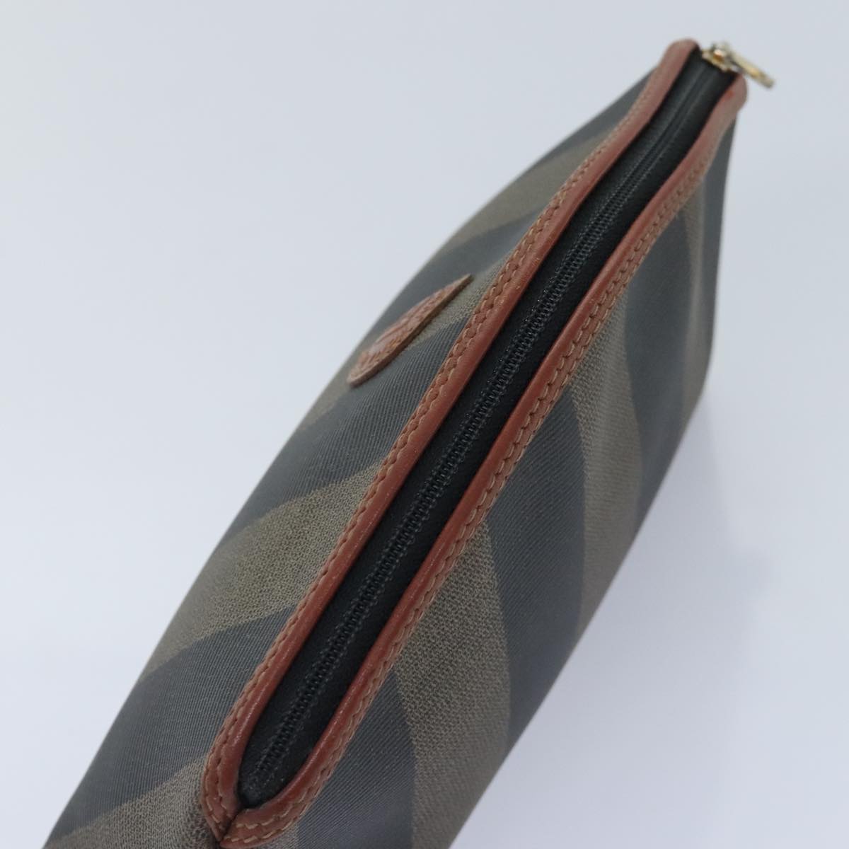 FENDI Pecan Canvas Pouch Black Brown gold ti2082