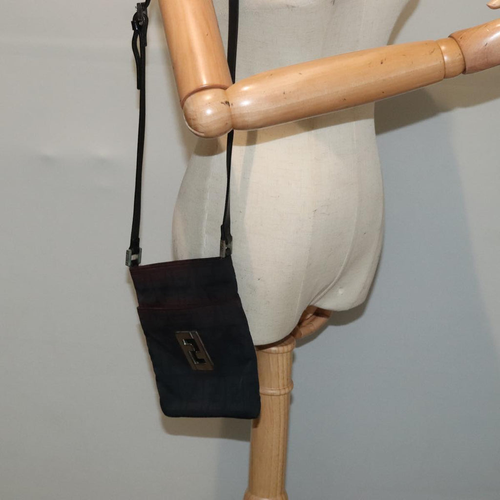 FENDI Zucca Canvas Shoulder Bag Nylon Black ti2102