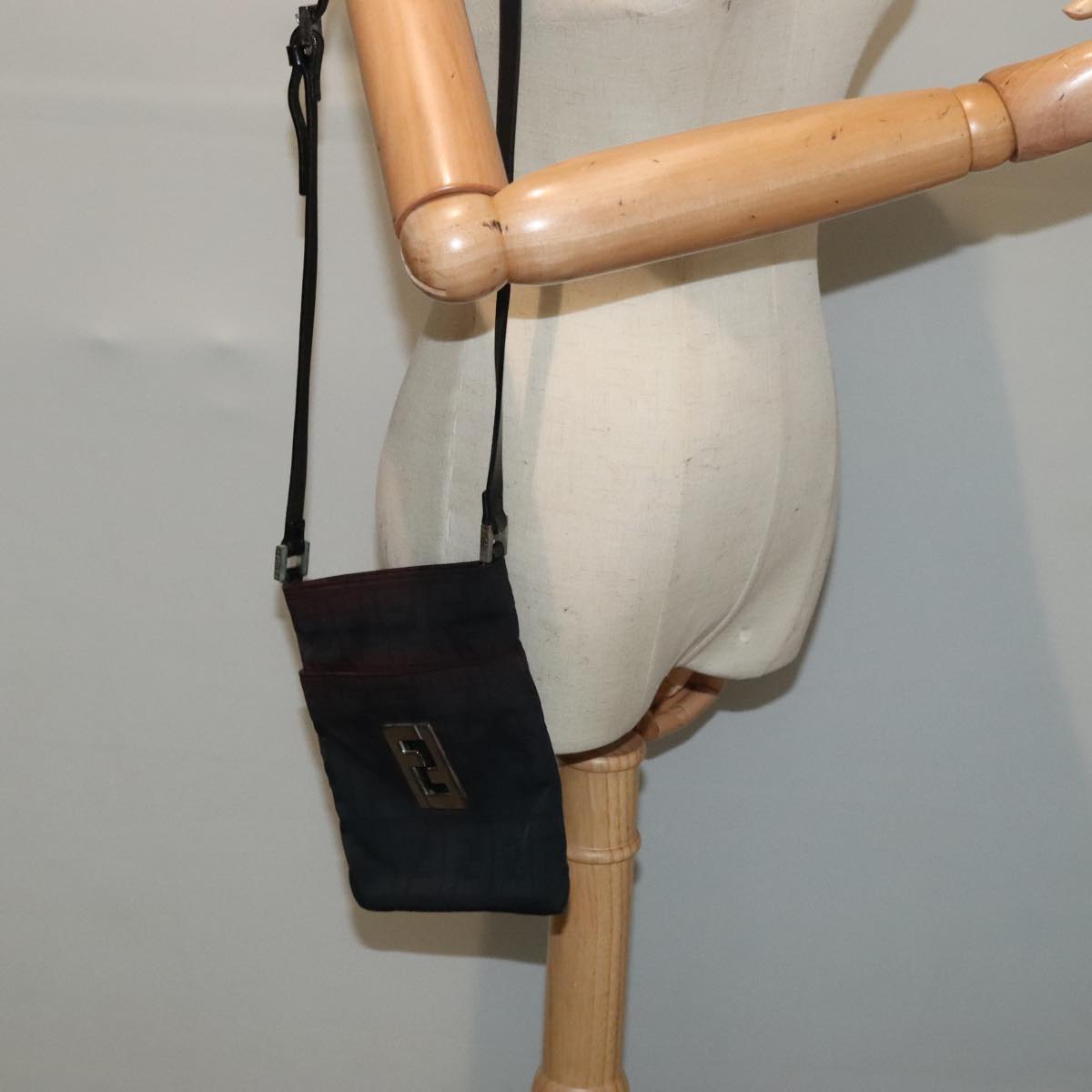 FENDI Zucca Canvas Shoulder Bag Nylon Black ti2102