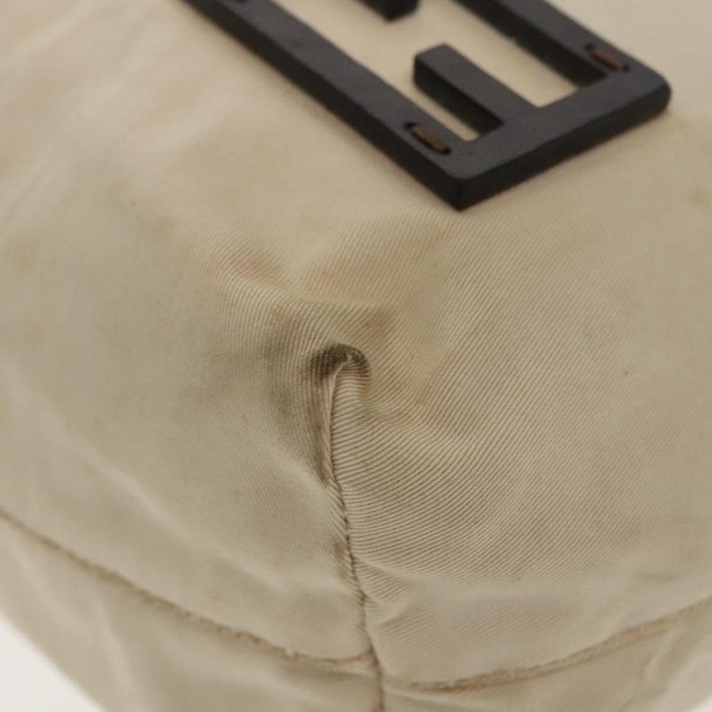 FENDI Hand Bag Canvas Leather Beige Brown Silver ti2134