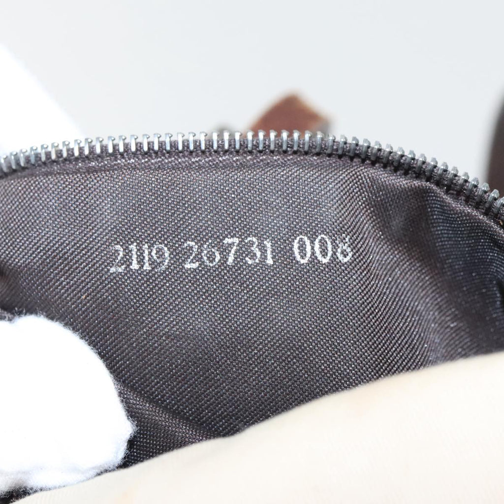 FENDI Hand Bag Canvas Leather Beige Brown Silver ti2134