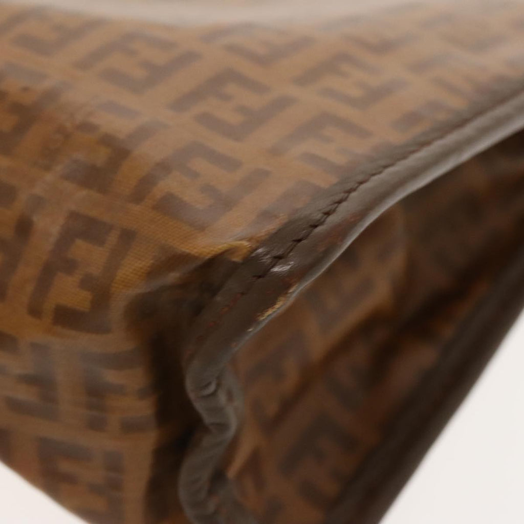 FENDI Zucchino Canvas Clutch Bag Brown Gold ti2135