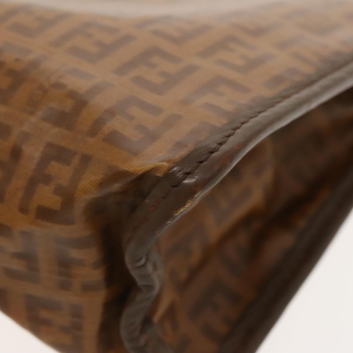 FENDI Zucchino Canvas Clutch Bag Brown Gold ti2135