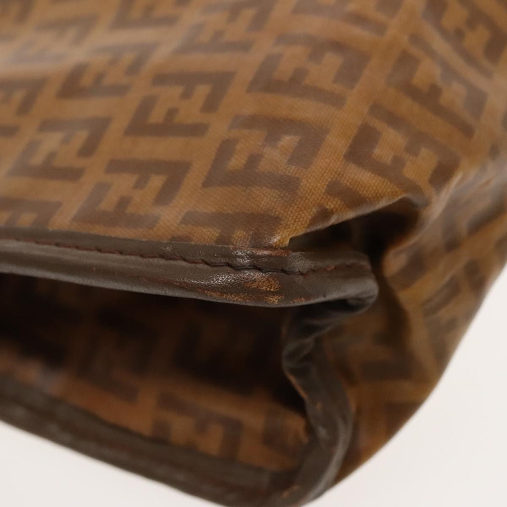FENDI Zucchino Canvas Clutch Bag Brown Gold ti2135