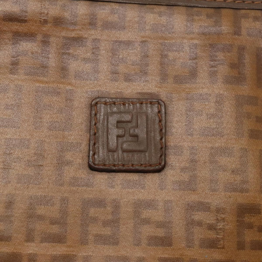 FENDI Zucchino Canvas Clutch Bag Brown Gold ti2135