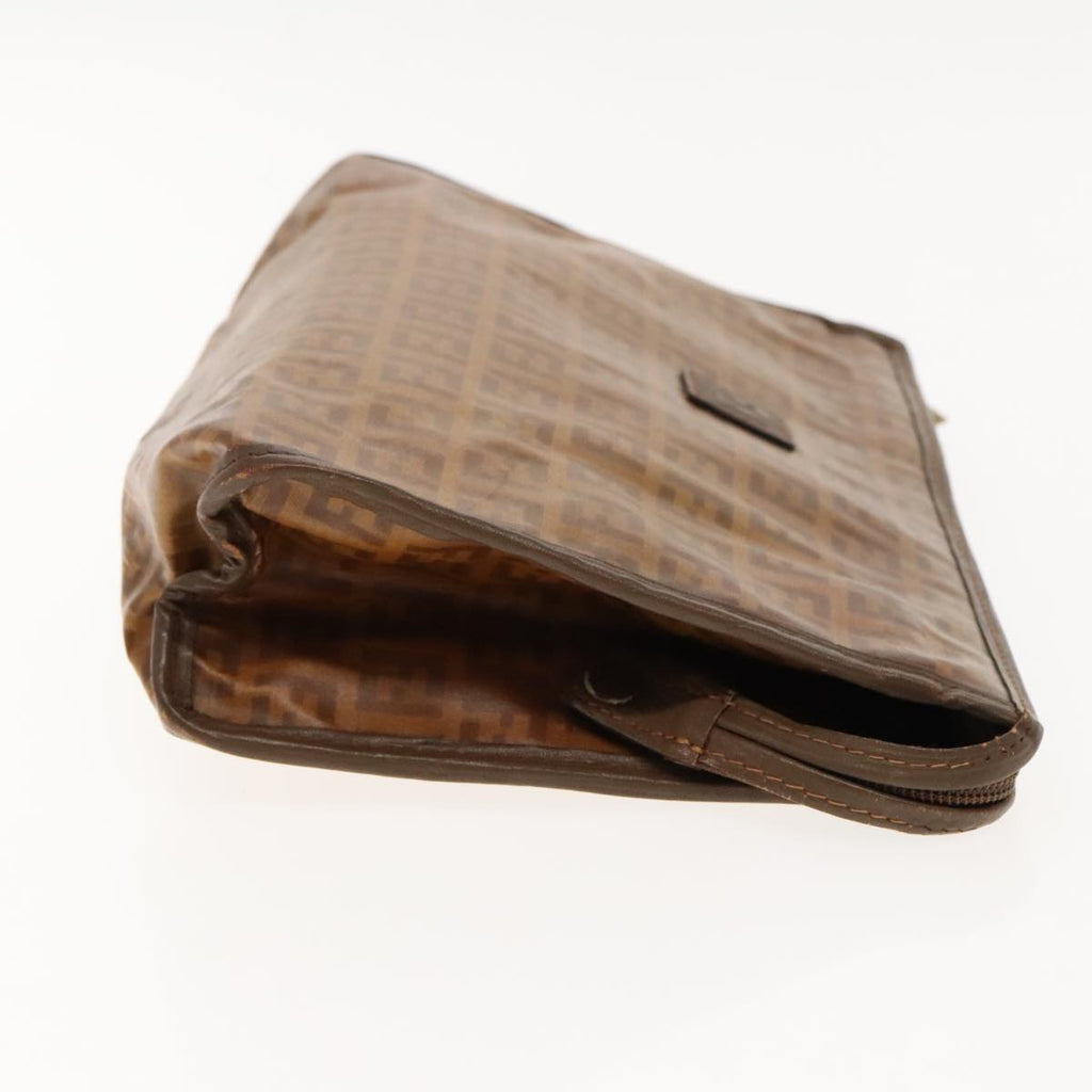 FENDI Zucchino Canvas Clutch Bag Brown Gold ti2135