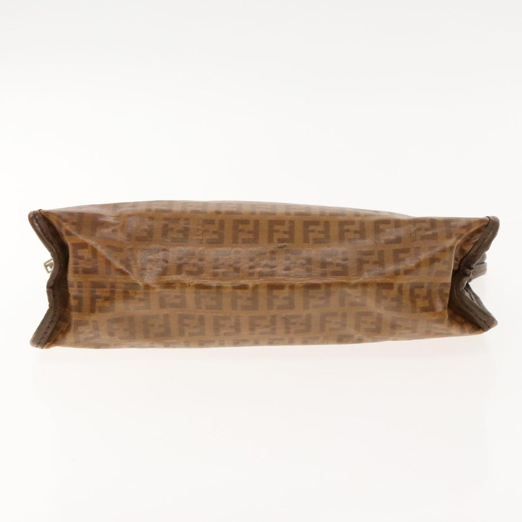 FENDI Zucchino Canvas Clutch Bag Brown Gold ti2135