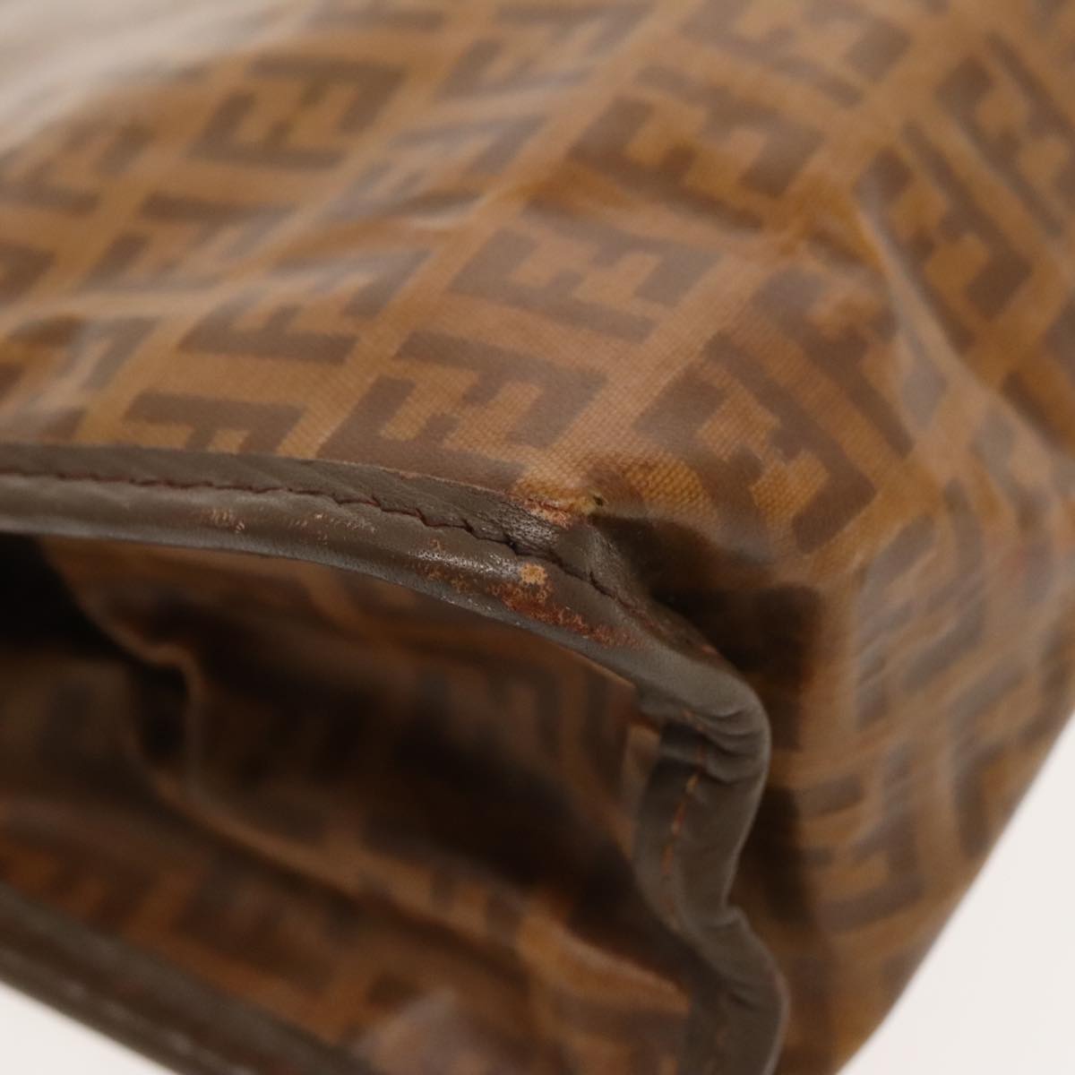 FENDI Zucchino Canvas Clutch Bag Brown Gold ti2135