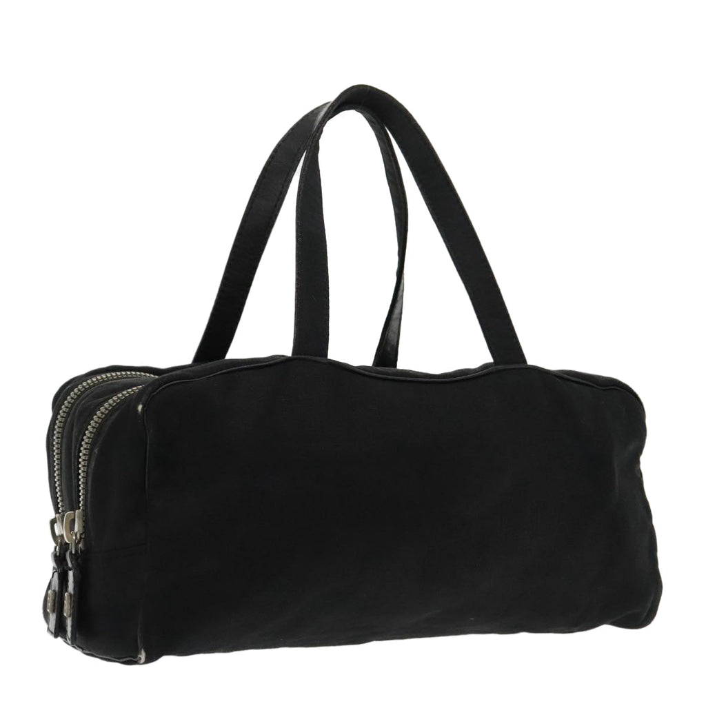 FENDI Hand Bag Cotton Nylon Black Silver ti2136