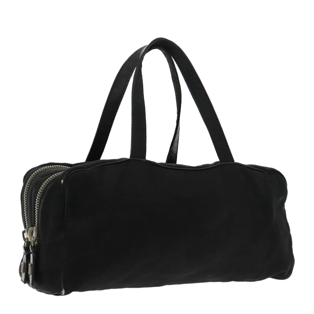 FENDI Hand Bag Cotton Nylon Black Silver ti2136