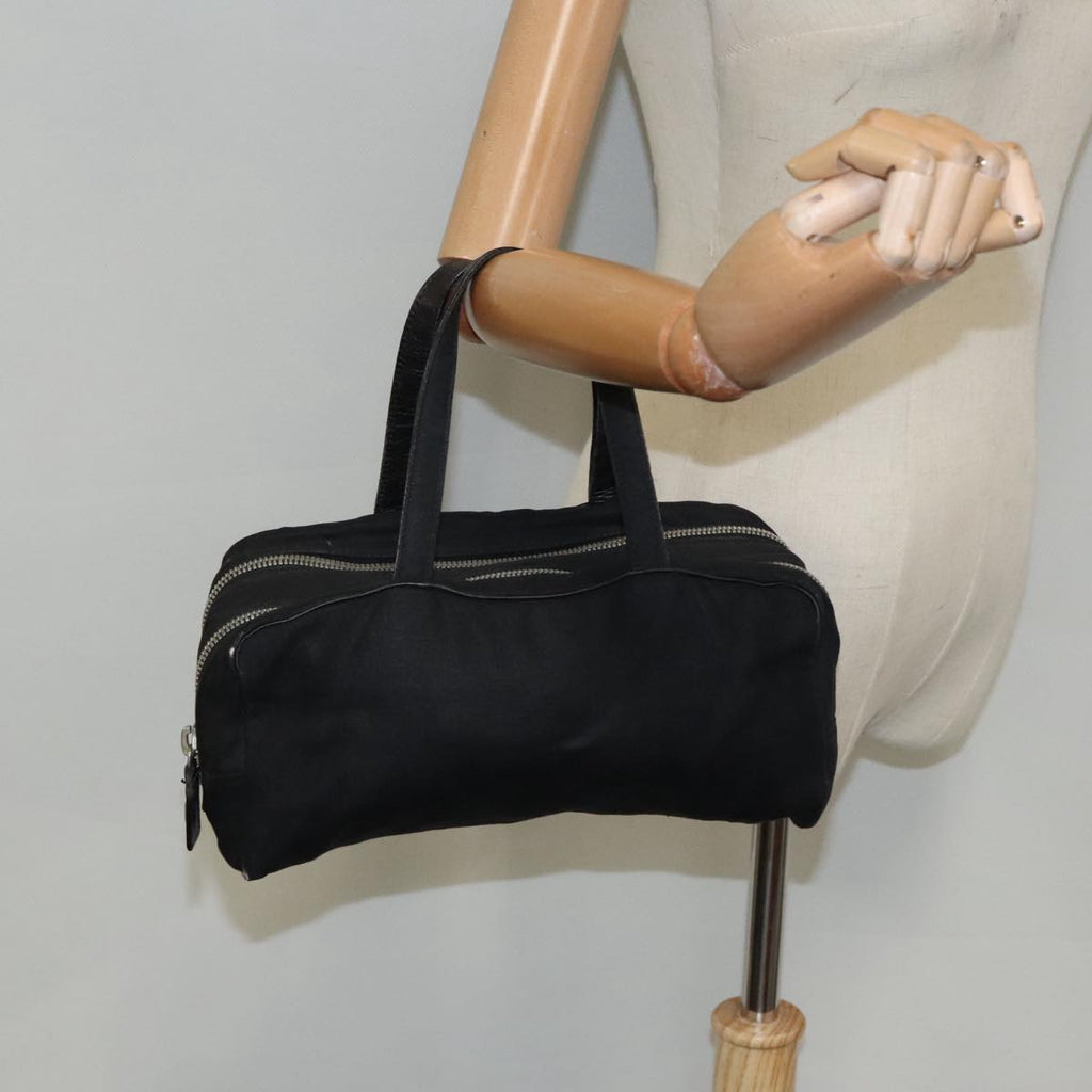FENDI Hand Bag Cotton Nylon Black Silver ti2136