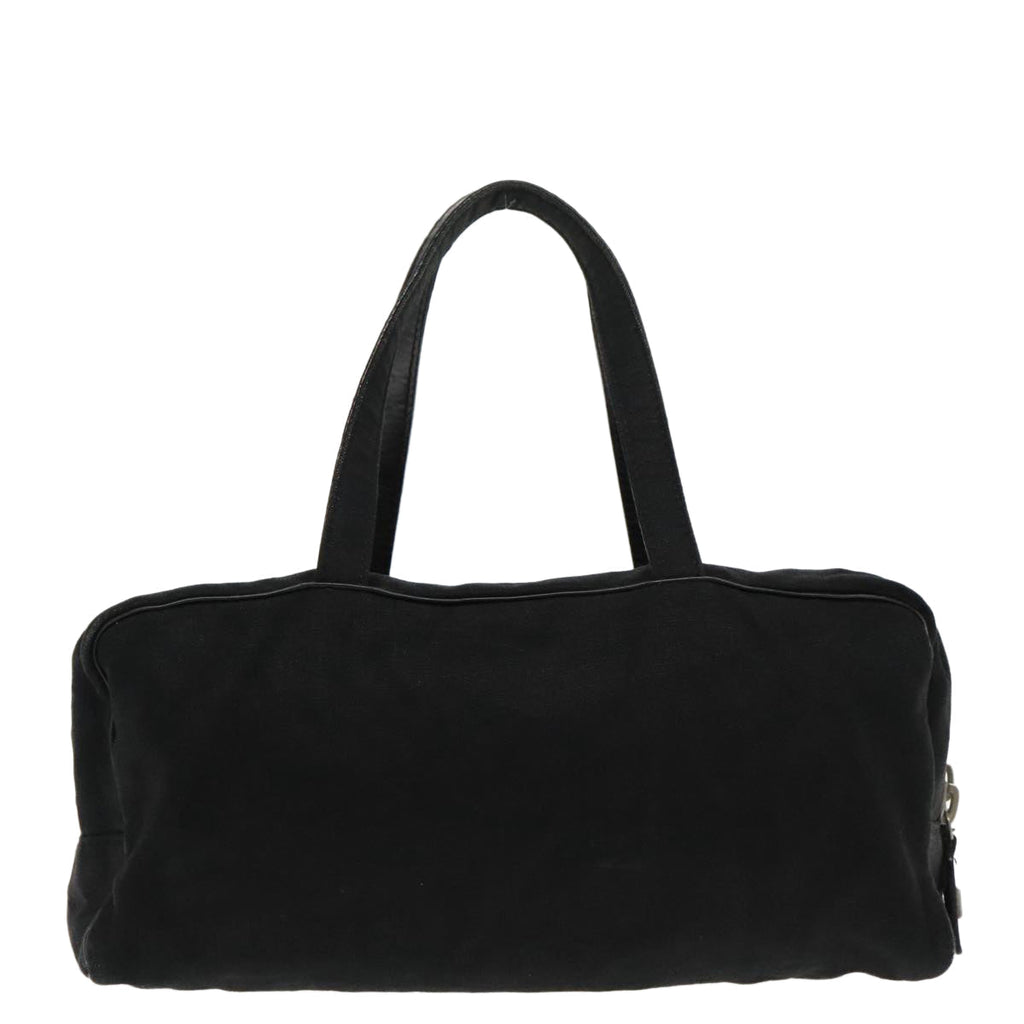 FENDI Hand Bag Cotton Nylon Black Silver ti2136