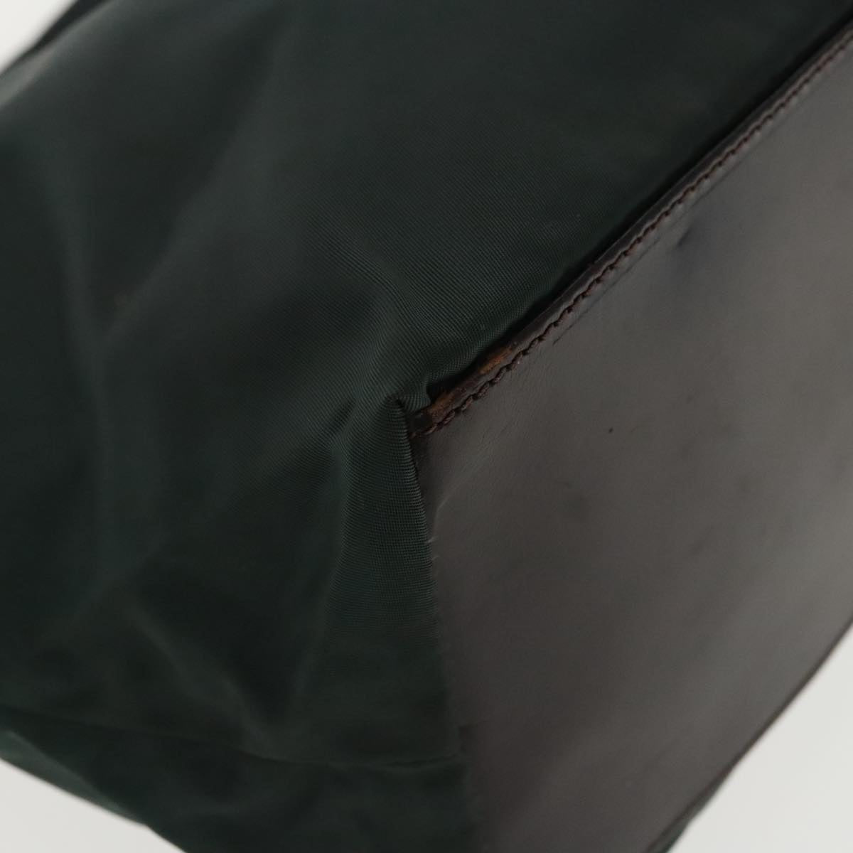 FENDI Hand Bag Nylon Khaki Brown Silver ti2137