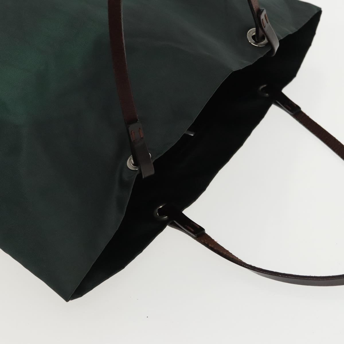 FENDI Hand Bag Nylon Khaki Brown Silver ti2137