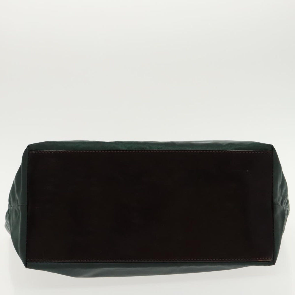 FENDI Hand Bag Nylon Khaki Brown Silver ti2137